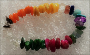 Bracelet arc-en-ciel multicolore en pierres naturelles