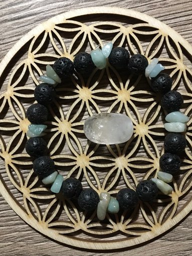 Bracelet pierre de lave et amazonite