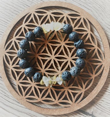 Bracelet pierre de lave et citrine
