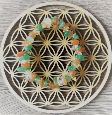 Bracelet vert et citrine sur fleur de vie